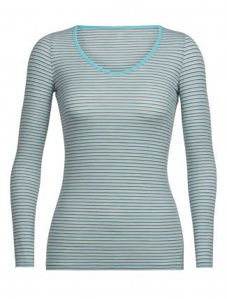 (Medium, Lagoon/Sorbet/Stripe) - Icebreaker Womens Siren Long Sleeve Sweetheart Underwear ENB3_M5SKT40